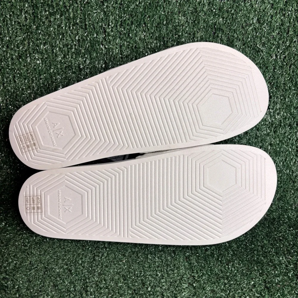 NEW Armani Exchange Logo Slide Sandal Mesh Strap Designer Beach White Mens 11‎